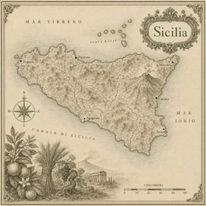 Mappa illustrata: Sicilia