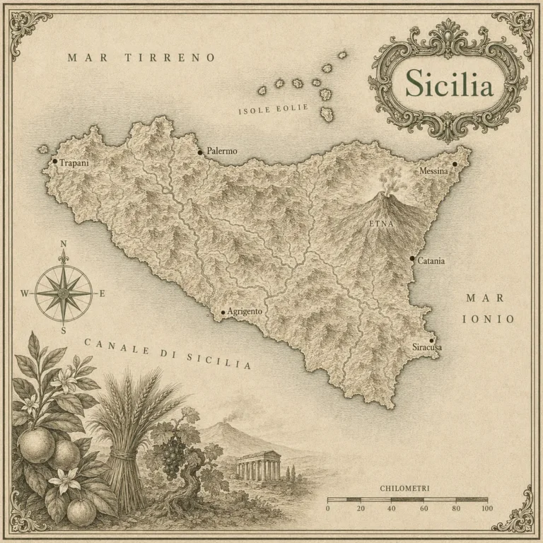 Mappa illustrata: Sicilia