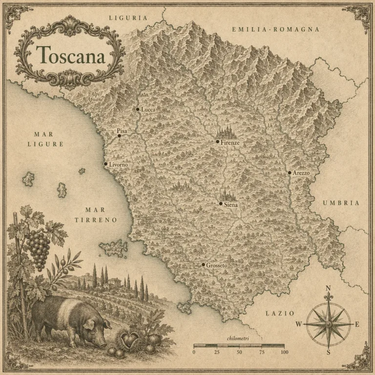 Mappa illustrata: Toscana